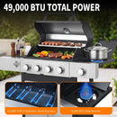 3-in-1 Gasgrill mit Grillplatte & 4 Brennern | 49.000 BTU