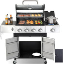 3-in-1 Gasgrill mit Grillplatte & 4 Brennern | 49.000 BTU