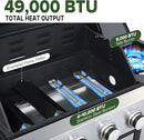 2-in-1 Gasgrill mit Grillplatte & 4 Brennern | 49.000 BTU