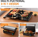 3-in-1 Panini-Grill 1000 W | Sandwichmaker & Kontaktgrill