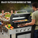 2-in-1 Gasgrill mit Grillplatte & 4 Brennern | 49.000 BTU